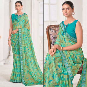 green-geometric-printed-chiffon-saree-with-lace-border-2