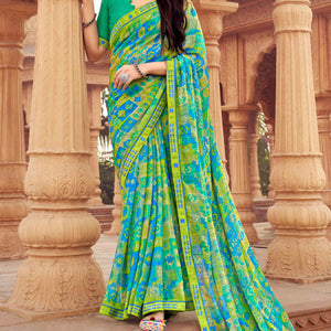 green-abstract-printed-chiffon-saree-1