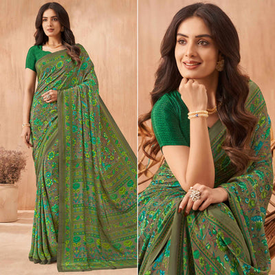 green-floral-printed-crepe-saree-1