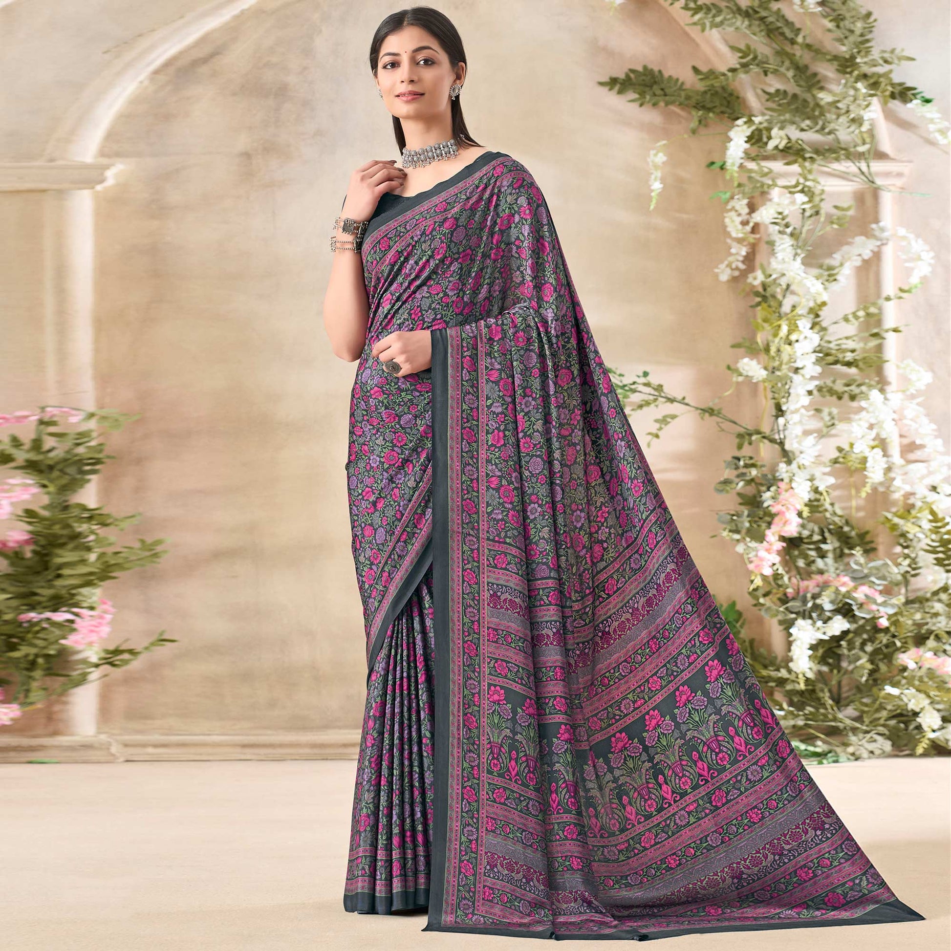 grey-floral-printed-crepe-saree-1