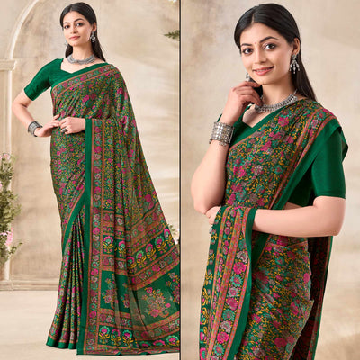 green-floral-printed-crepe-saree-3