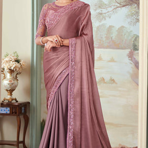Mauve Floral Sequins Embroidered Georgette Saree