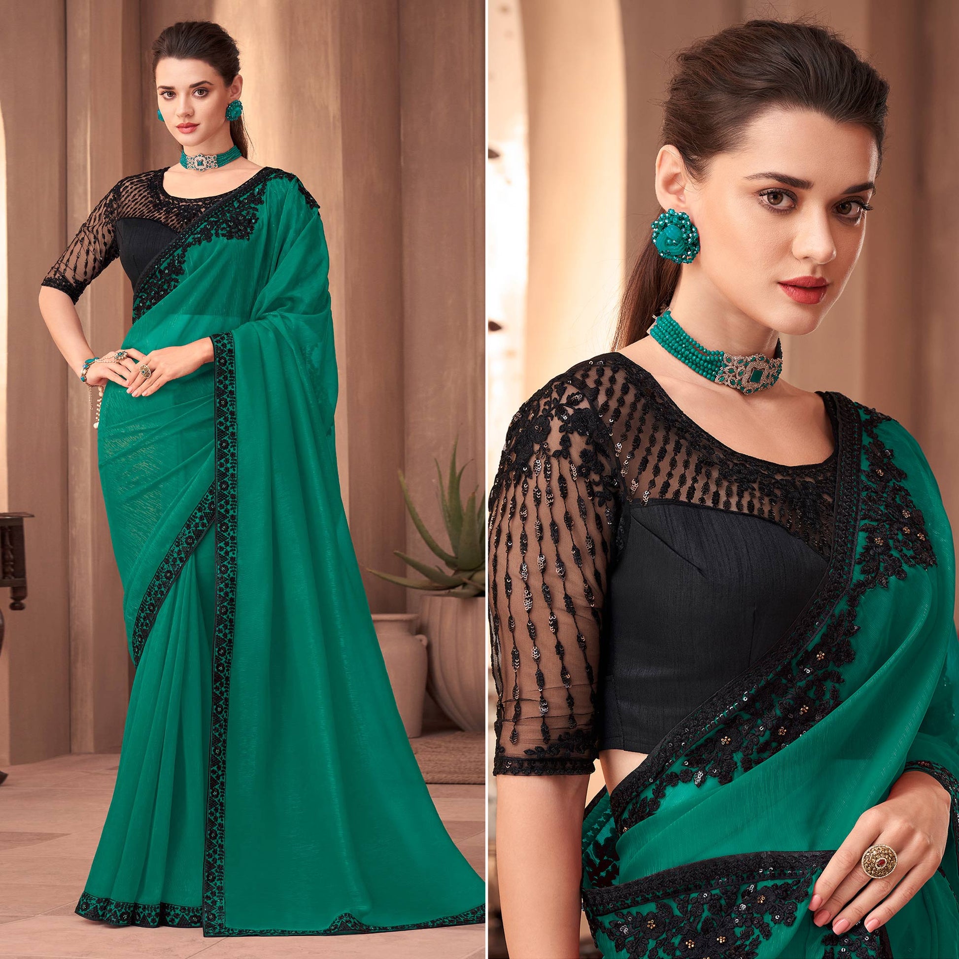 green-floral-embroidered-georgette-saree-1