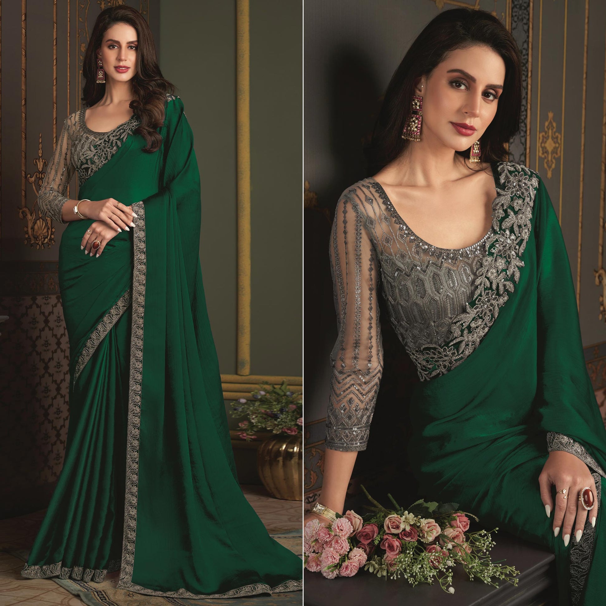 green-embroidered-designer-satin-saree