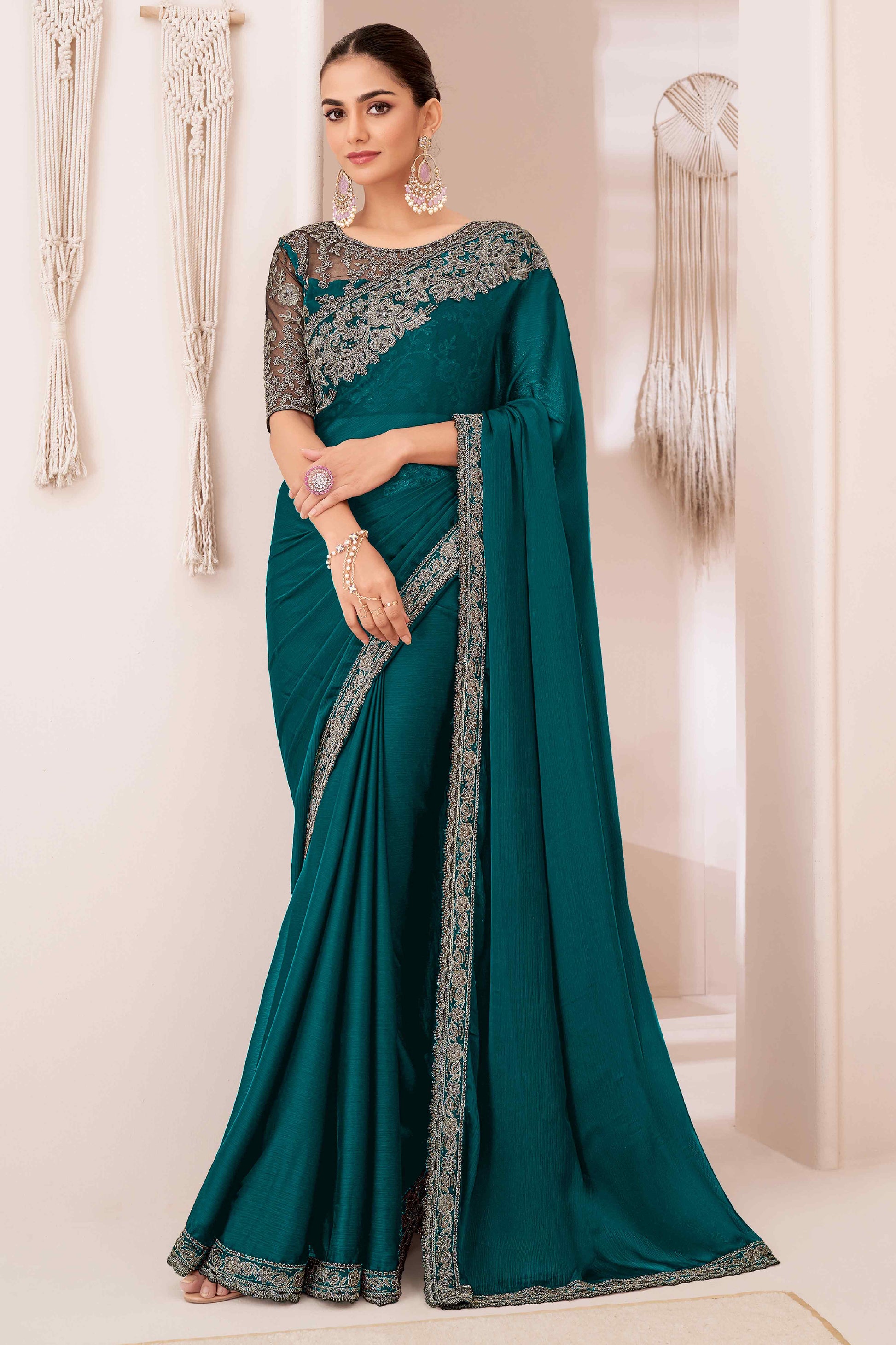 green-floral-sequins-embroidered-georgette-saree-13