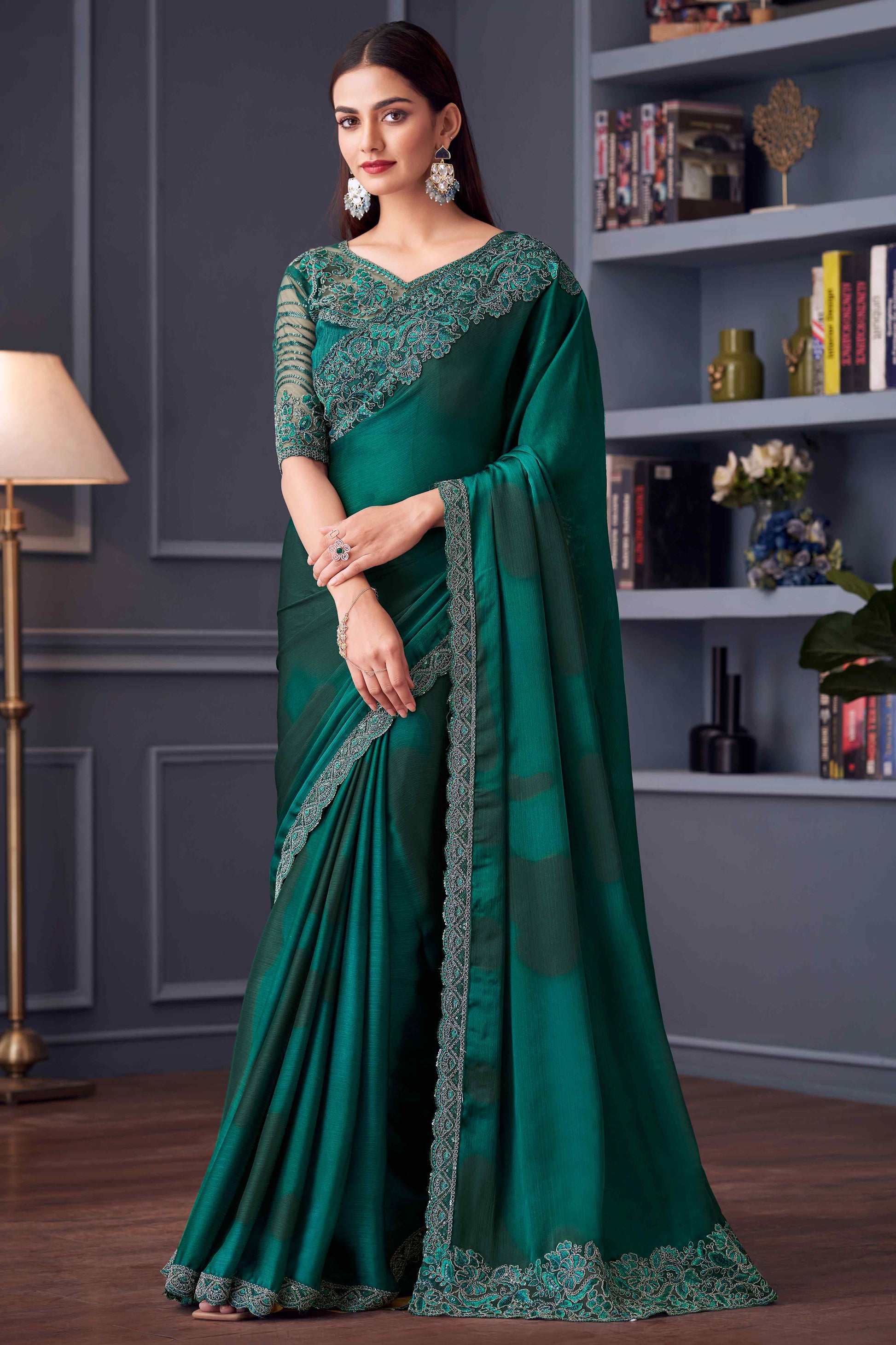 green-sequins-embroidered-satin-saree-4