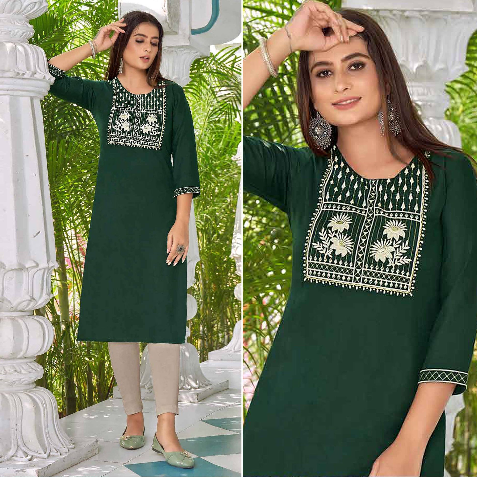 green-floral-embroidered-rayon-kurti-5