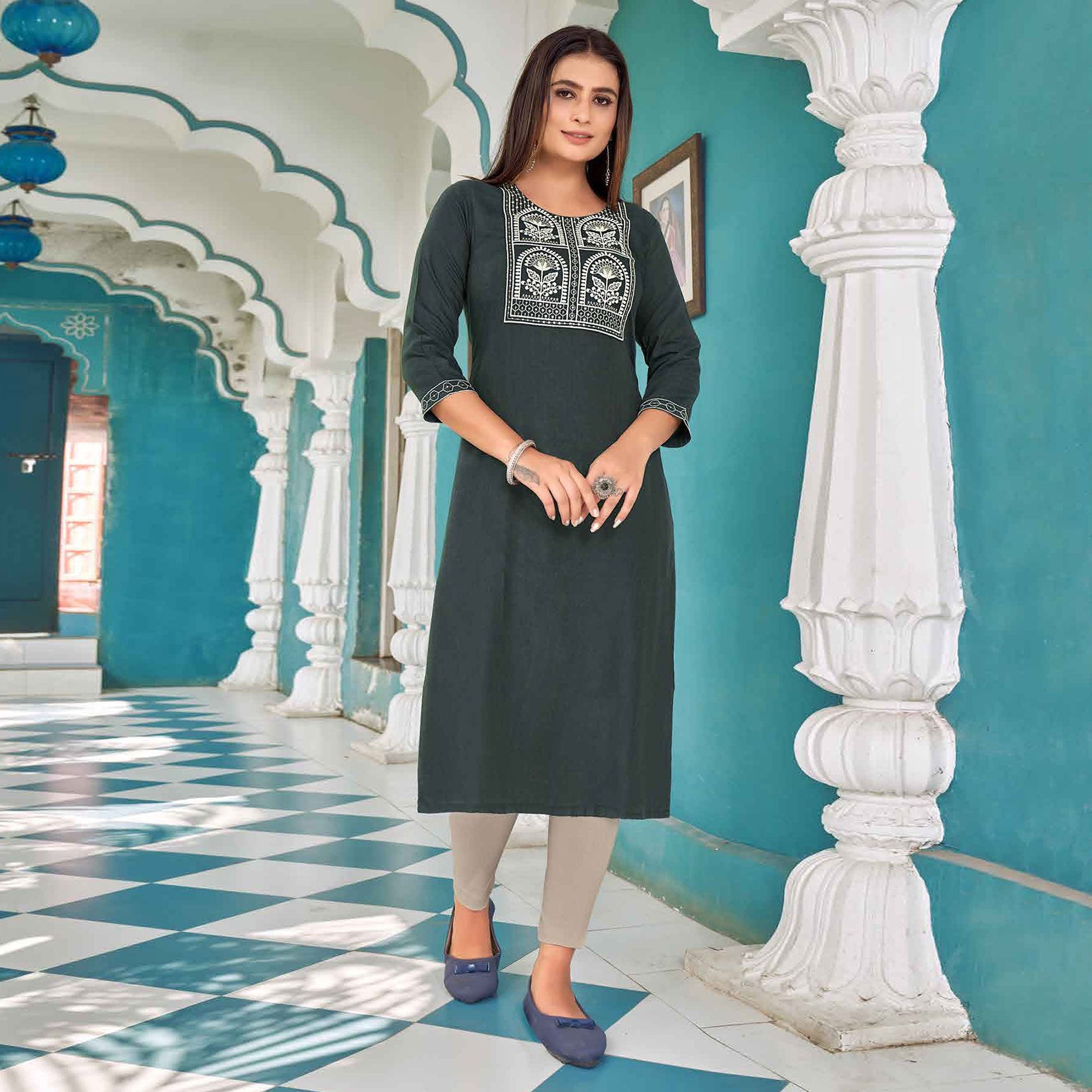 grey-floral-embroidered-rayon-kurti-4