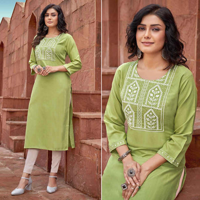 green-floral-embroidered-rayon-kurti-4
