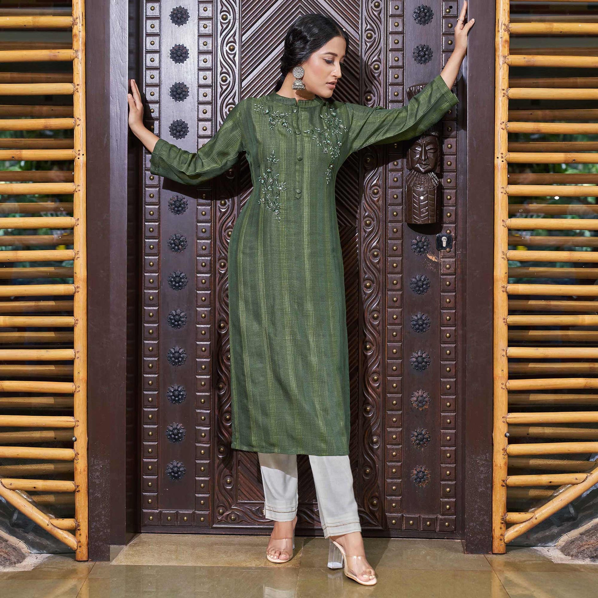 green-floral-embroidered-rayon-kurti-6