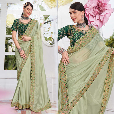 green-solid-with-embroidered-border-organza-saree