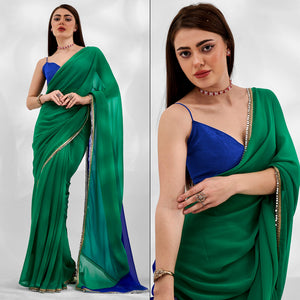 green-blue-solid-georgette-designer-saree