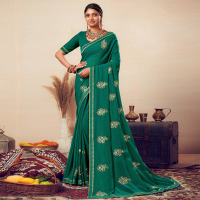 9green-floral-embroidered-georgette-saree