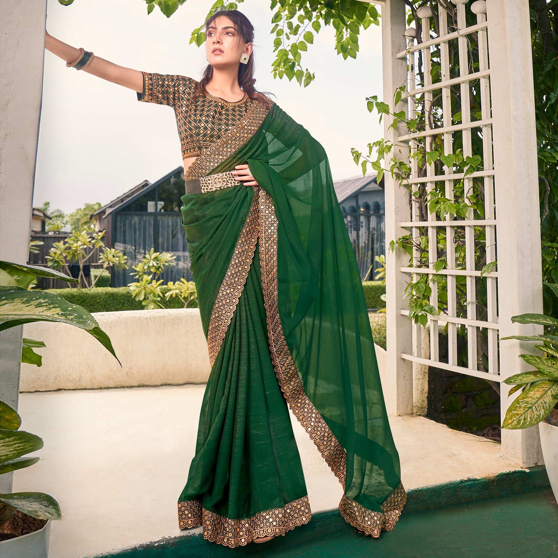 green-solid-with-embroidered-border-georgette-saree-1