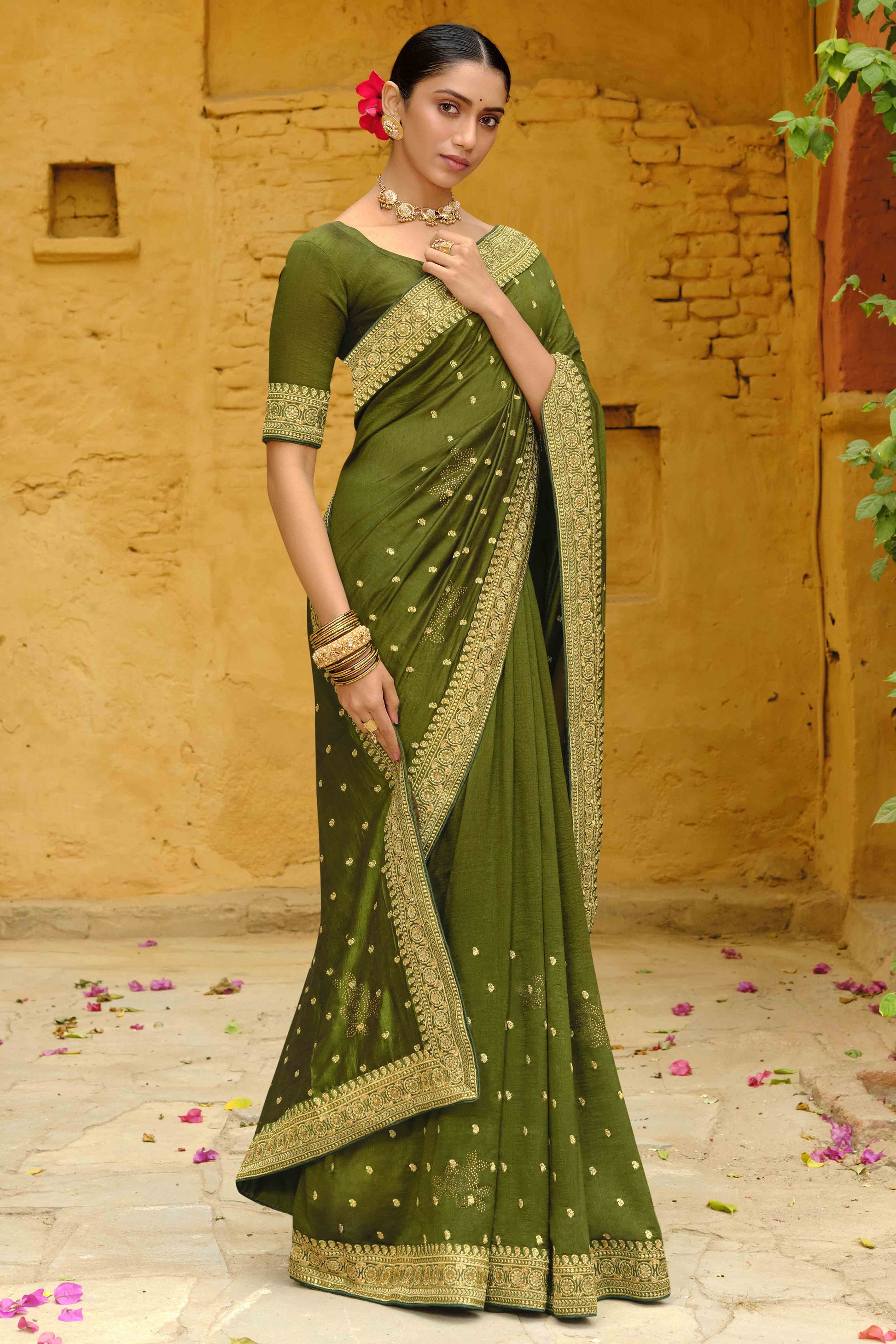 green-swarovski-work-embroidered-vichitra-silk-saree