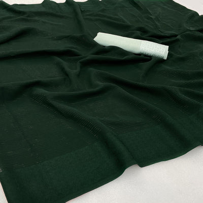 Bottle Green Zari Woven Georgette Saree