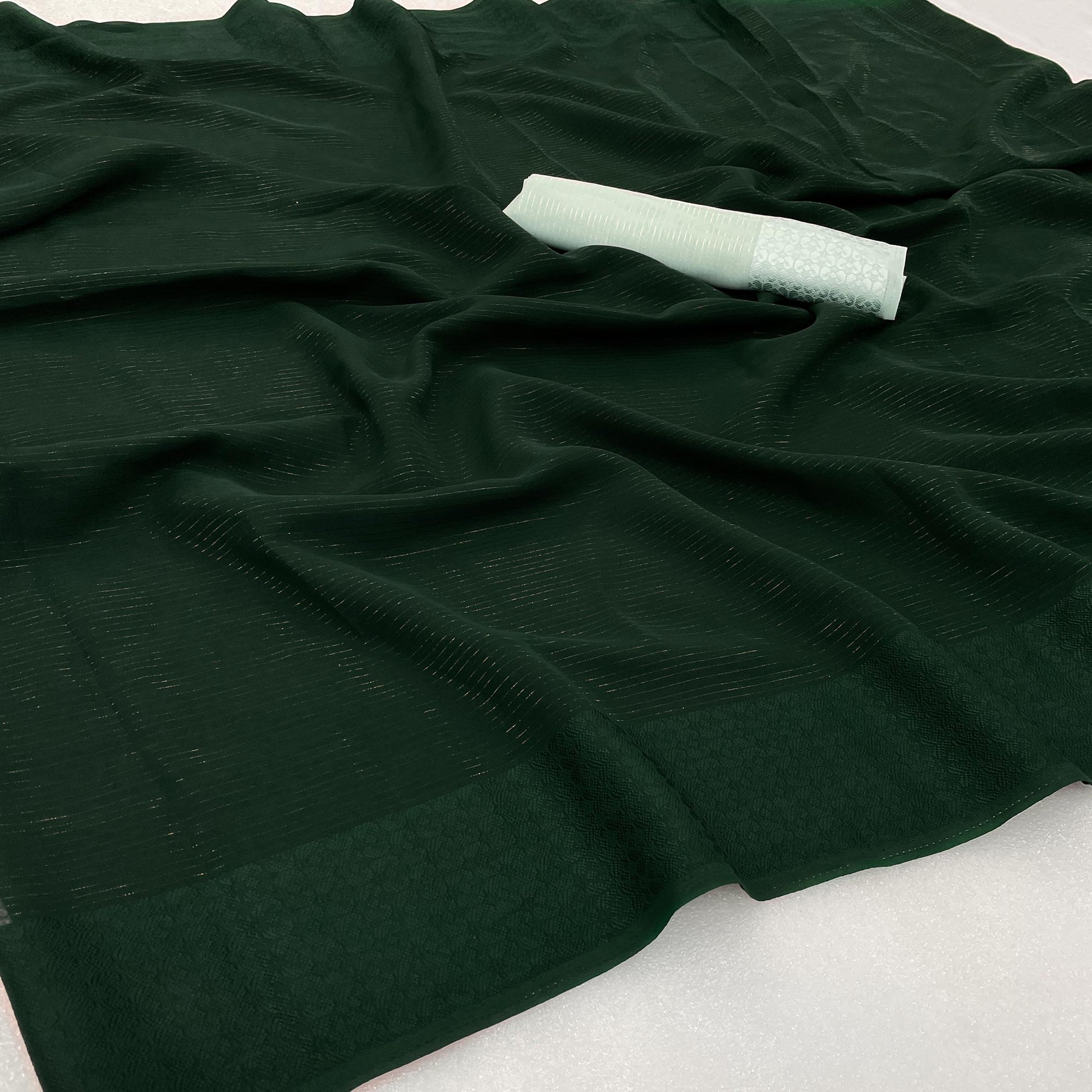 Bottle Green Zari Woven Georgette Saree