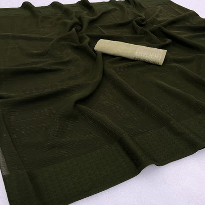 Mehendi Green Zari Woven Georgette Saree