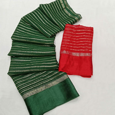 Bottle Green Woven Viscose Saree