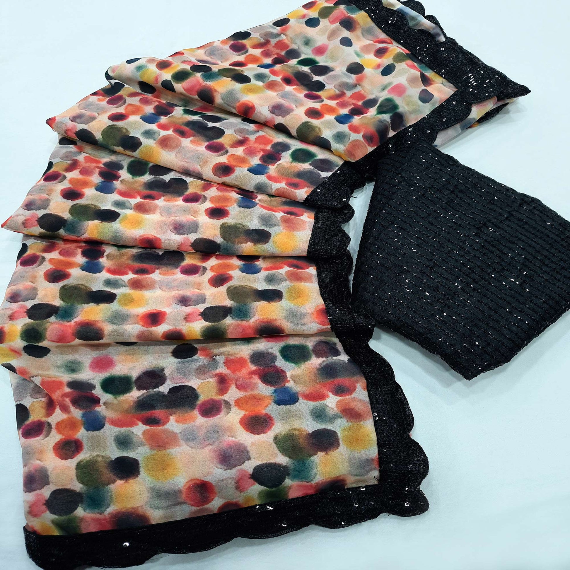 Multicolor Digital Printed Georgette Saree