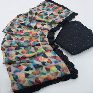 Multicolor Digital Printed Georgette Saree