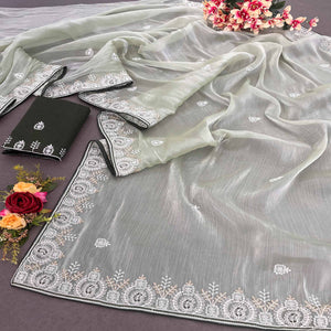 green-sequins-embroidered-chiffon-silk-saree