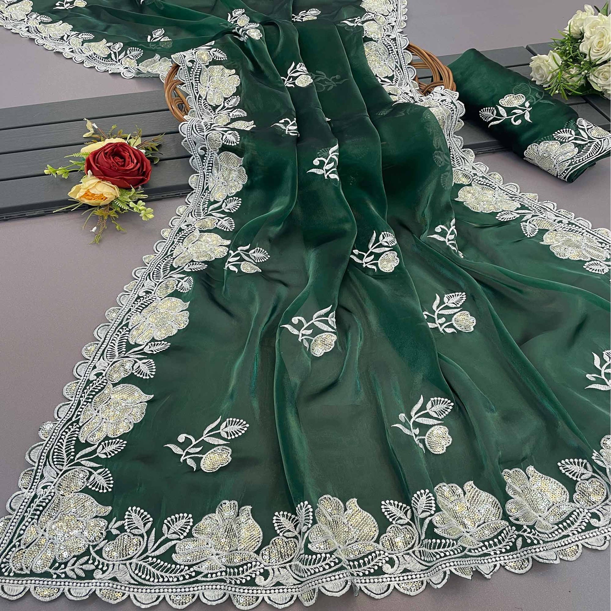 green-floral-embroidered-satin-saree