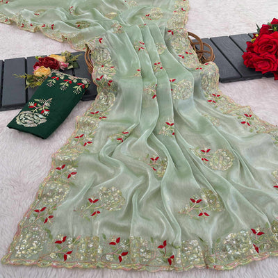 green-sequins-work-embroidered-chiffon-saree