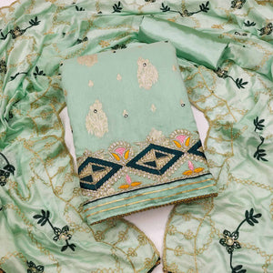 green-floral-woven-banarasi-silk-dress-material-4