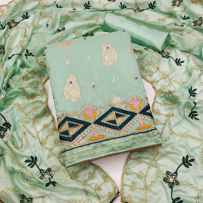 green-floral-woven-banarasi-silk-dress-material-4