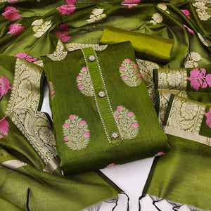 green-floral-woven-banarasi-silk-dress-material-2