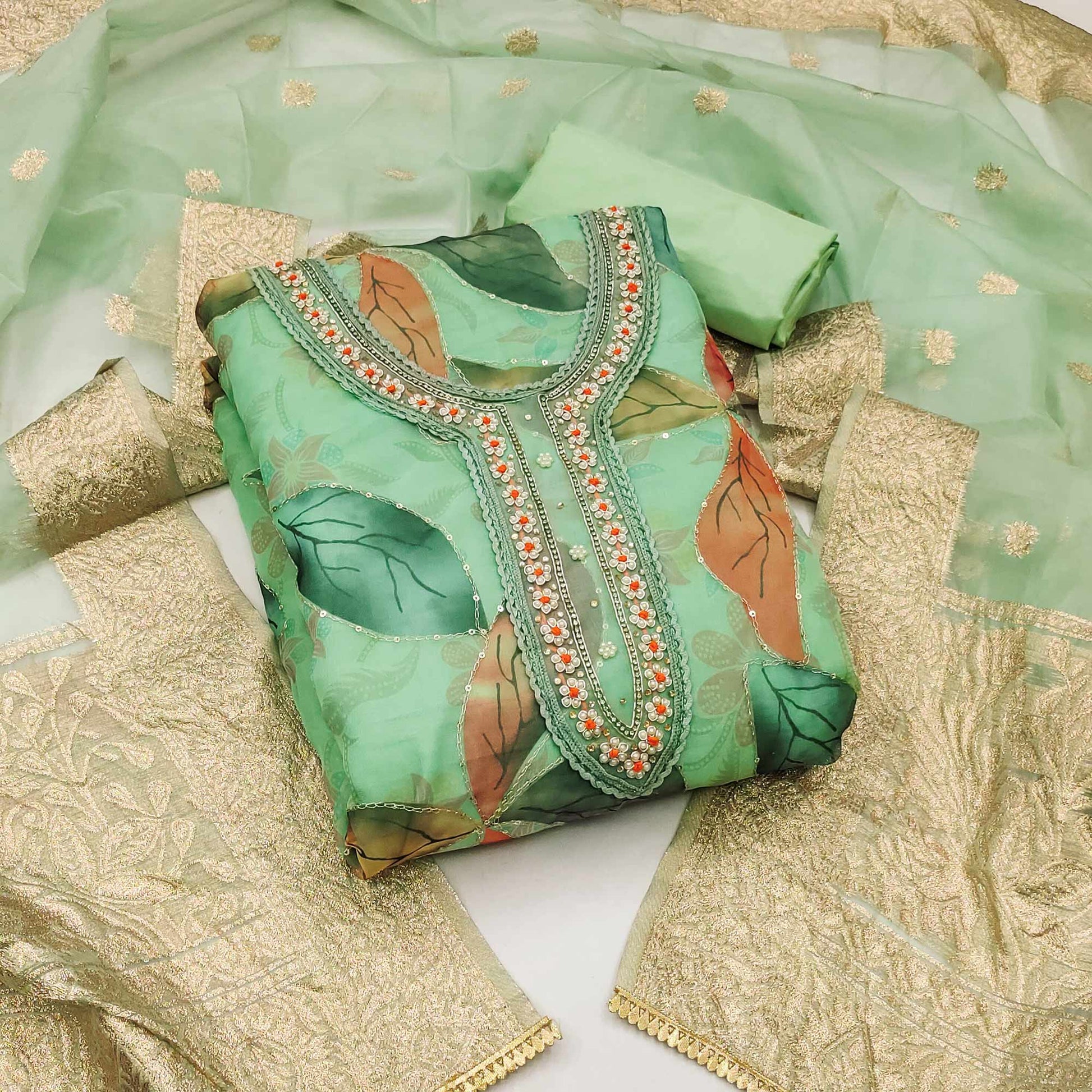 green-digital-printed-with-handwork-organza-dress-material