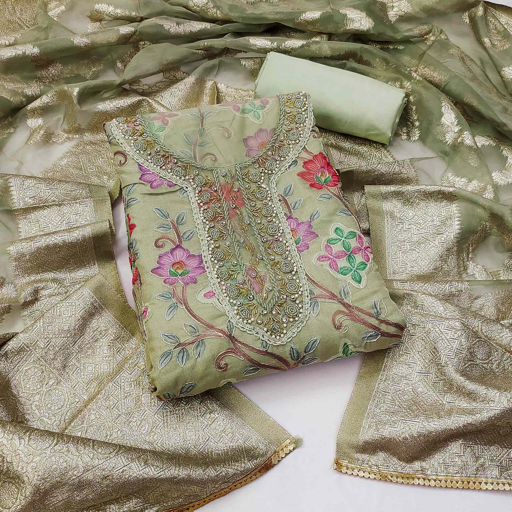 green-floral-printed-organza-dress-material-2