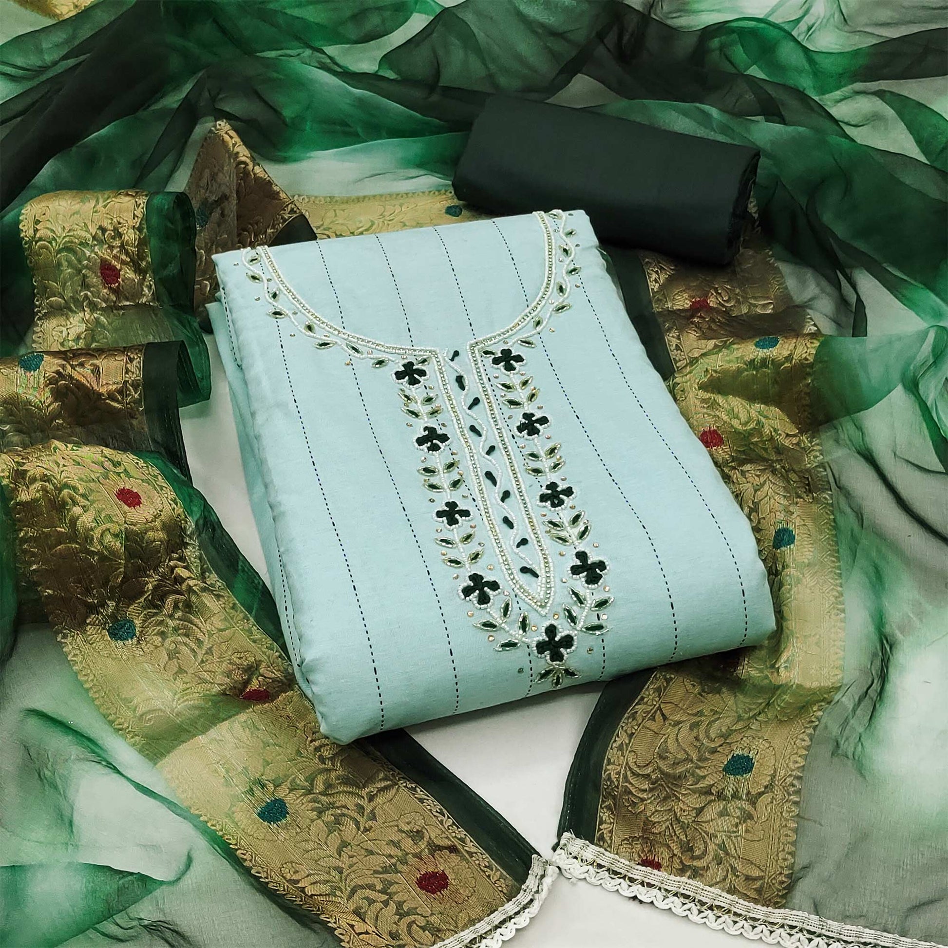 green-embroidered-with-handwork-cotton-blend-dress-material