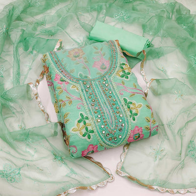 green-floral-printed-organza-dress-material-3