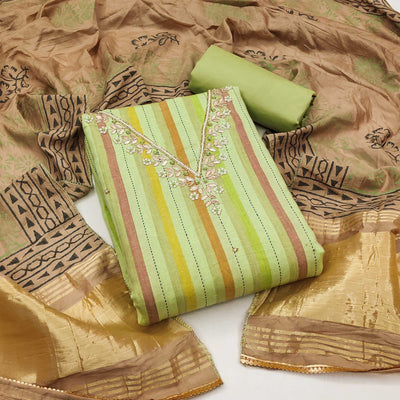 green-striped-pure-cotton-dress-material