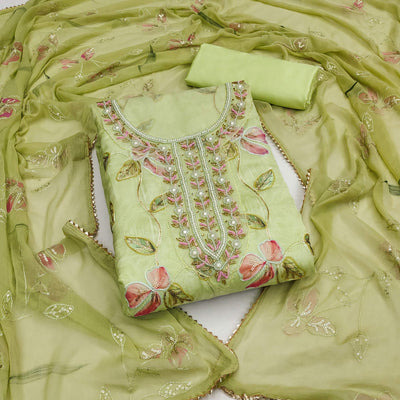 green-floral-printed-organza-dress-material-7