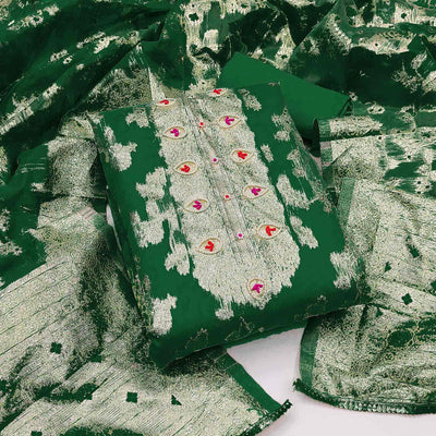 green-woven-organza-dress-material-3