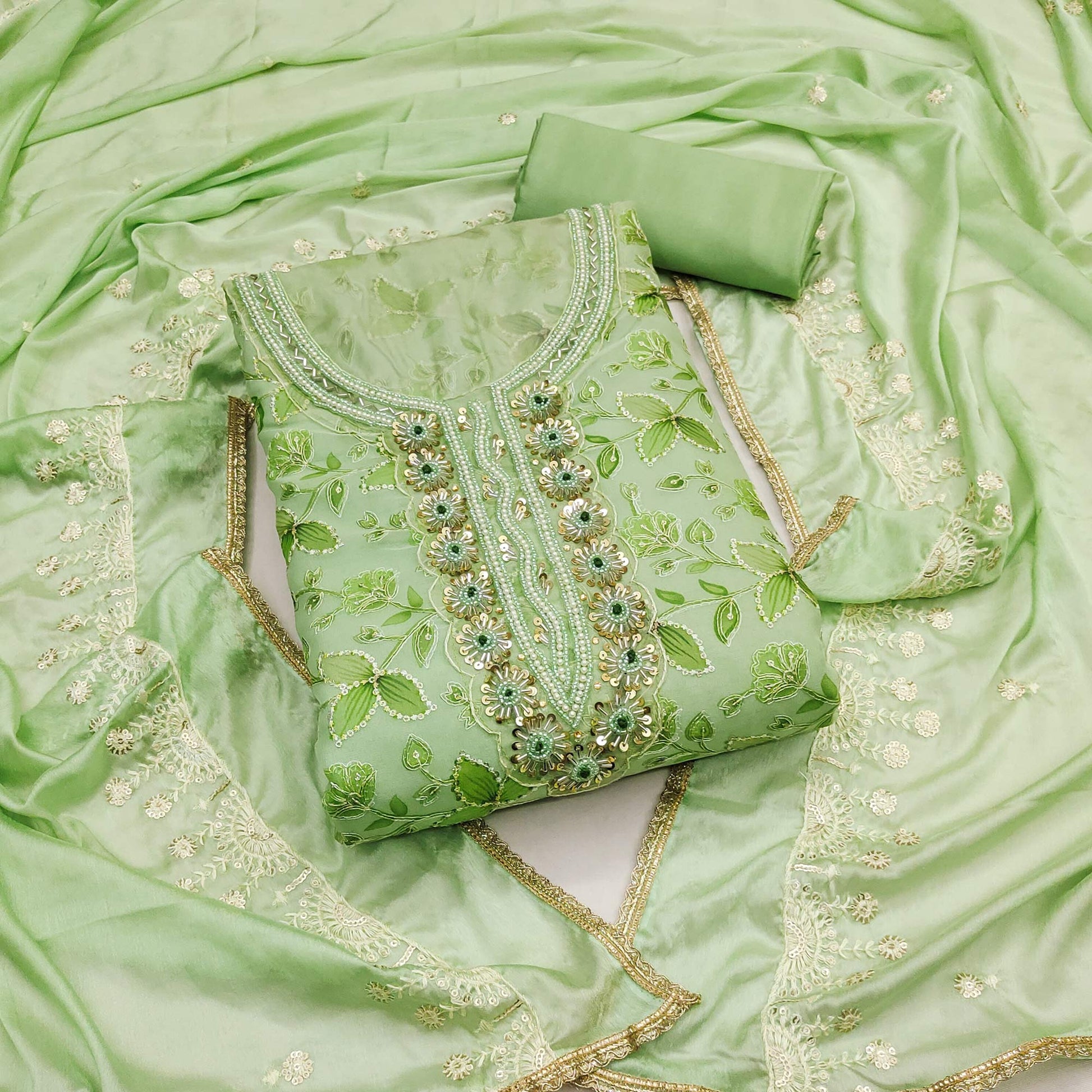 green-floral-hand-embroidered-organza-dress-material
