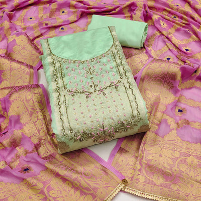 green-woven-with-hand-embroidered-chanderi-dress-material