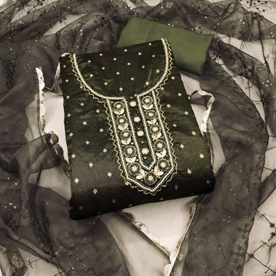 green-woven-with-handwork-organza-dress-material-4
