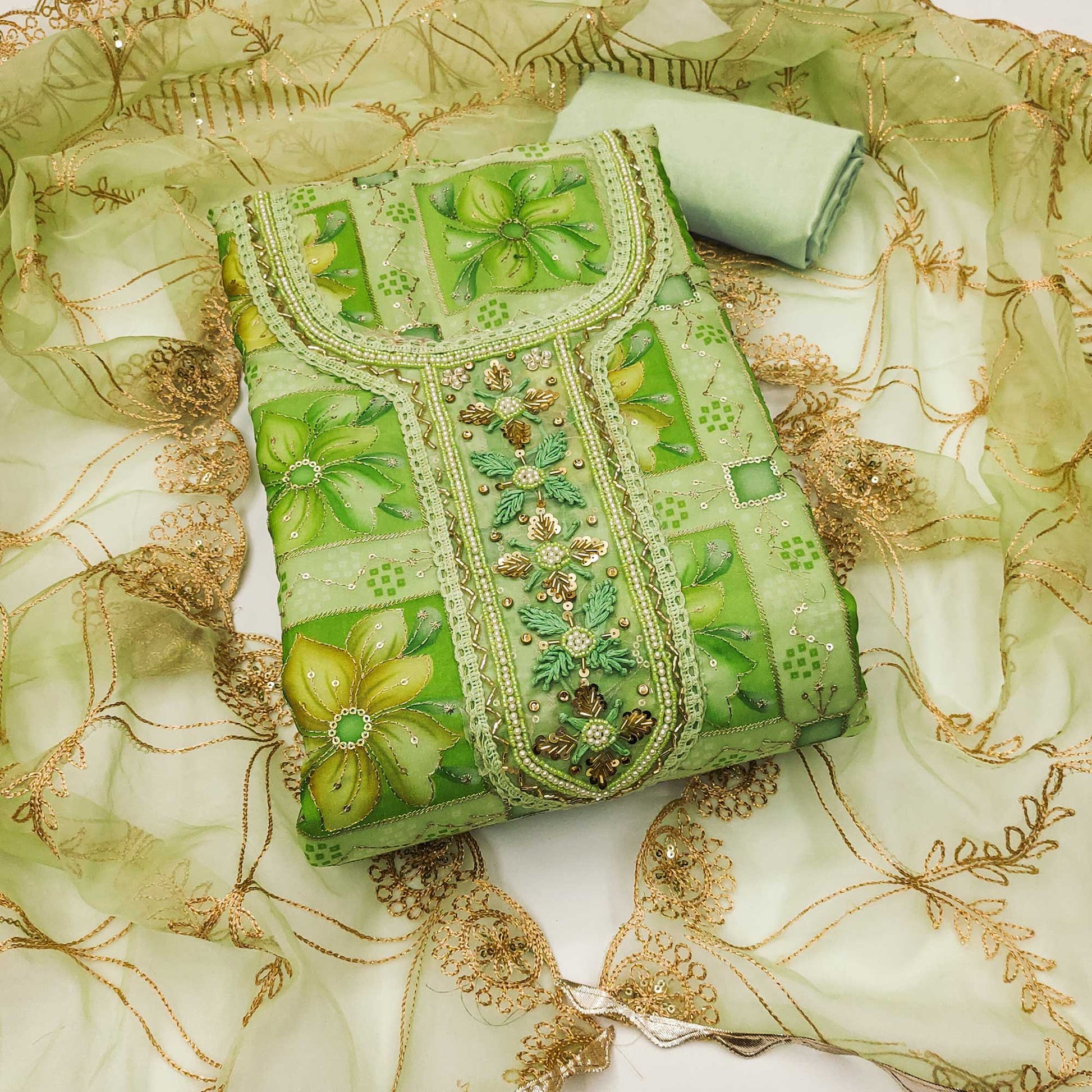 green-floral-print-with-sequins-hand-embroidered-organza-dress-material