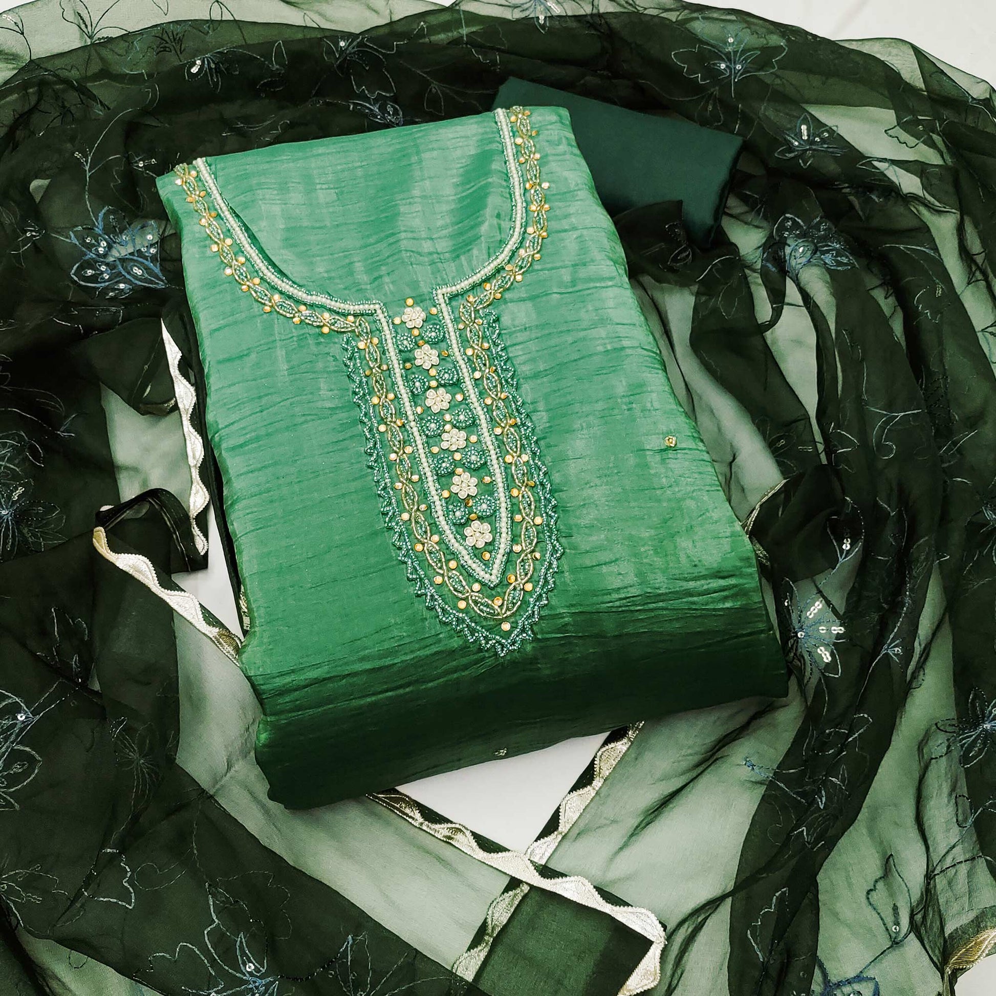 green-floral-handwork-viscose-dress-material