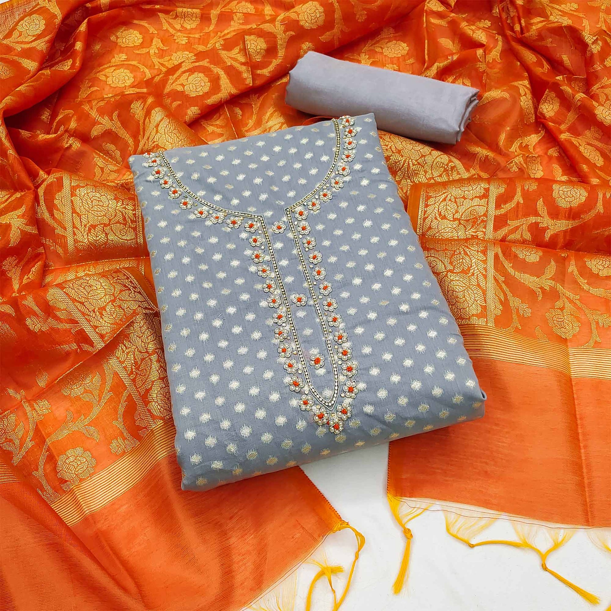 grey-floral-woven-with-handwork-banarasi-silk-jacquard-dress-material