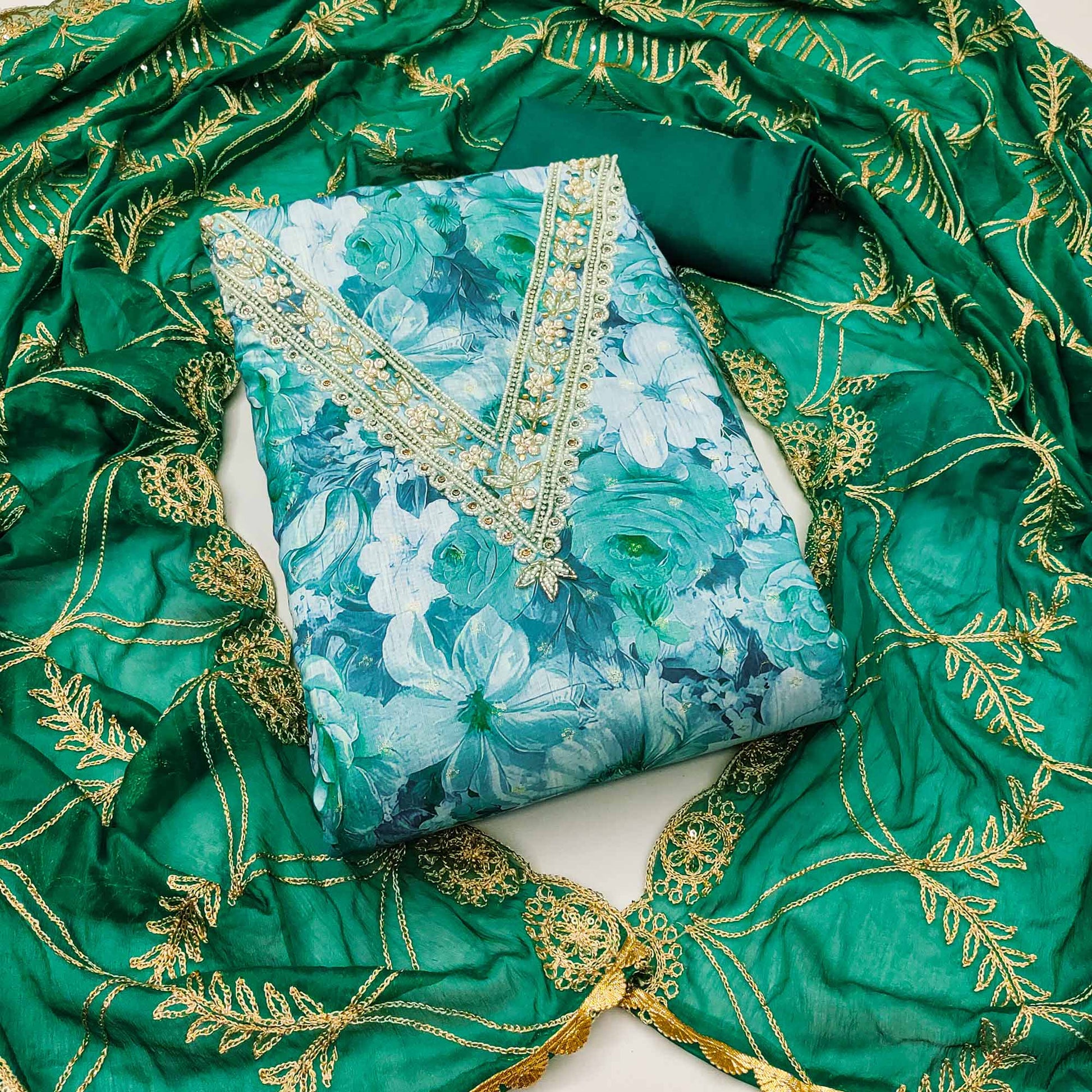 green-digital-printed-with-handwork-viscose-banarasi-dress-material
