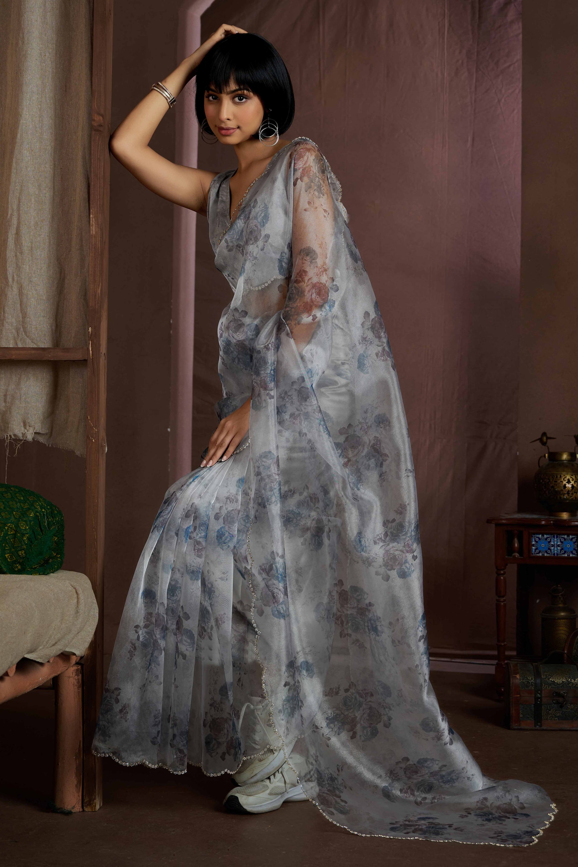 grey-floral-printed-soft-organza-saree-with-stone-work-border