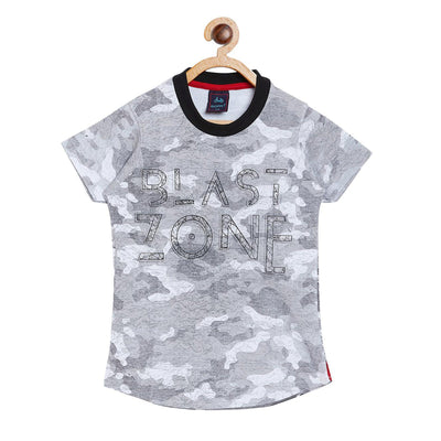 Grey Printed Pure Cotton Tshirt