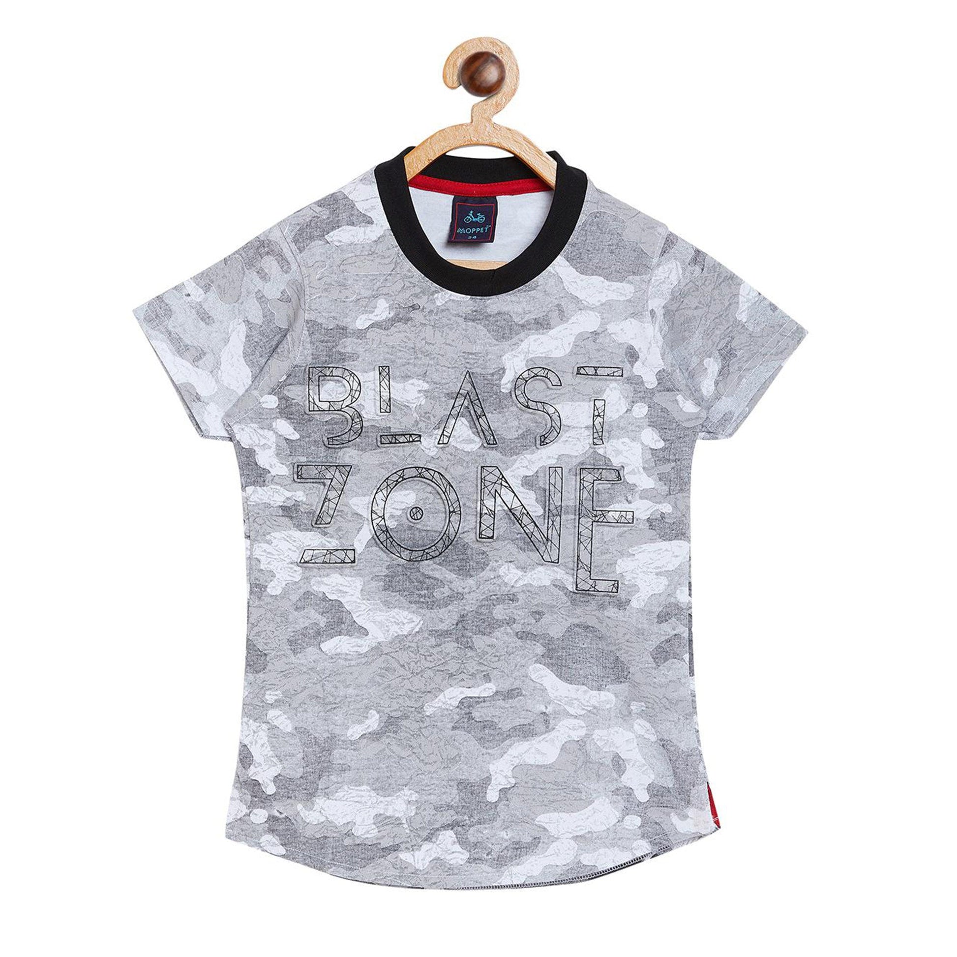Grey Printed Pure Cotton Tshirt