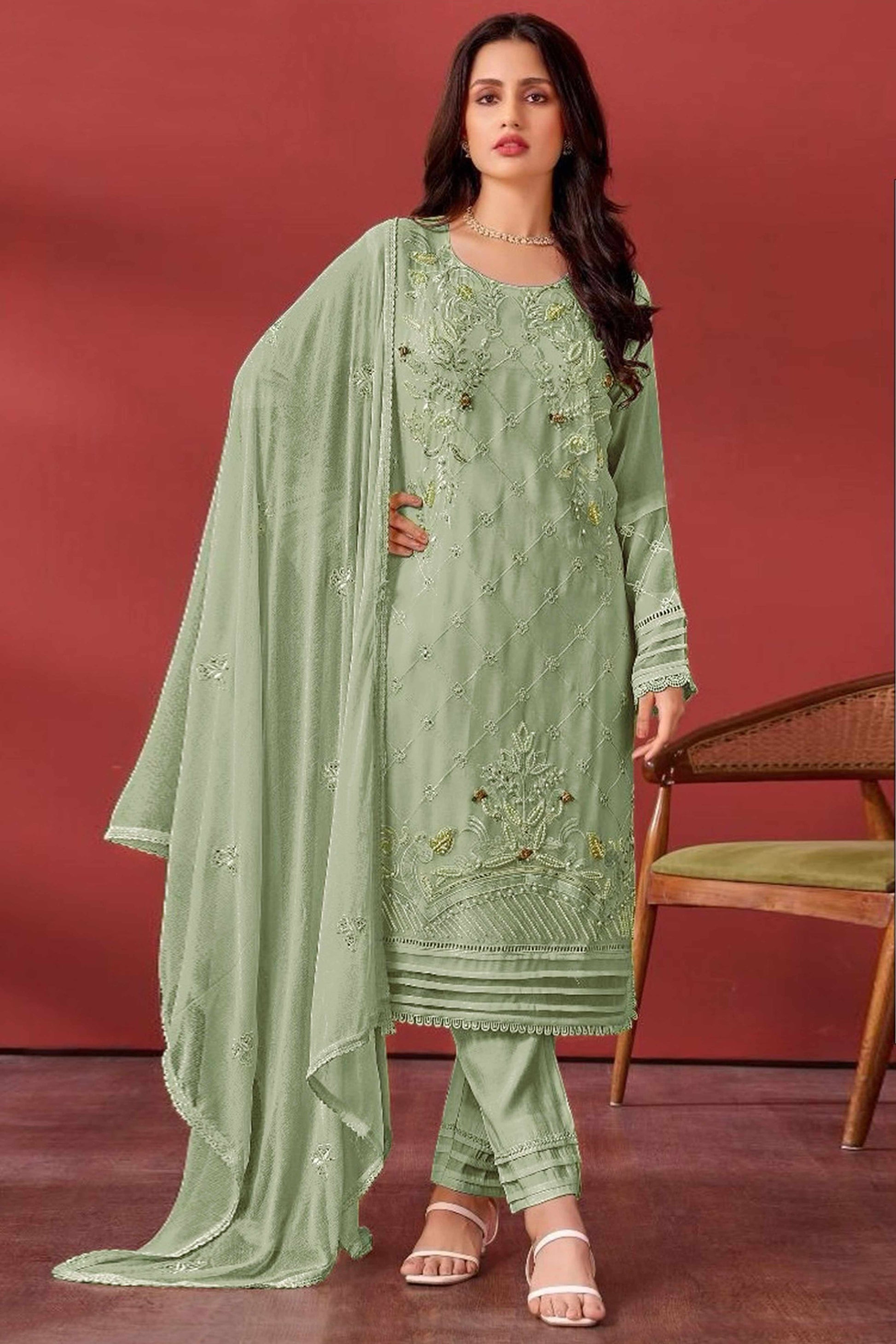 green-heavy-embroidered-work-georgette-dress-material