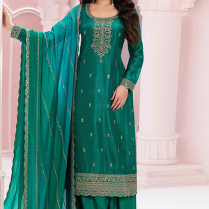 green-floral-embroidered-vichitra-silk-dress-material-11